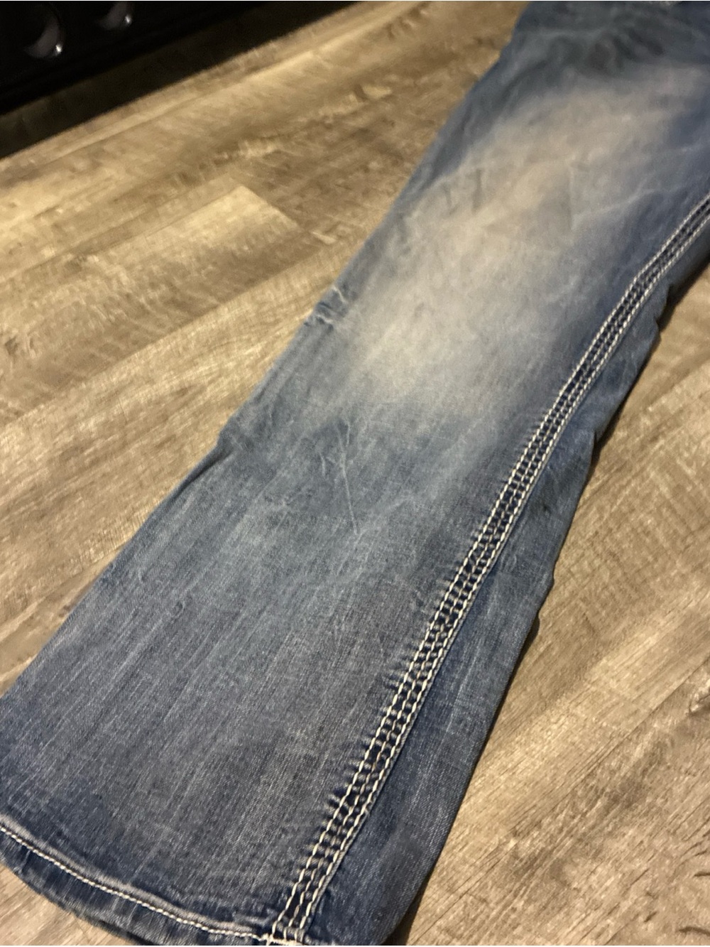 Vintage Rock Revival Jeans Men’s Blue Cotton Straight Distressed Flap SZ 42 - Picture 2 of 16